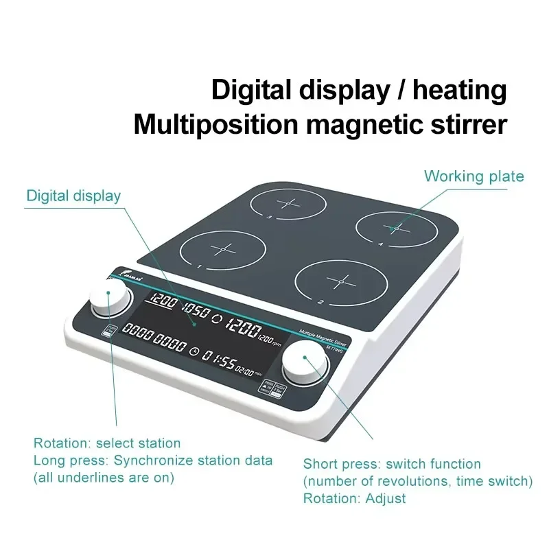 Four-station Six-Position Mult - огляд і ціна Magnetic Stirrer Hotplate